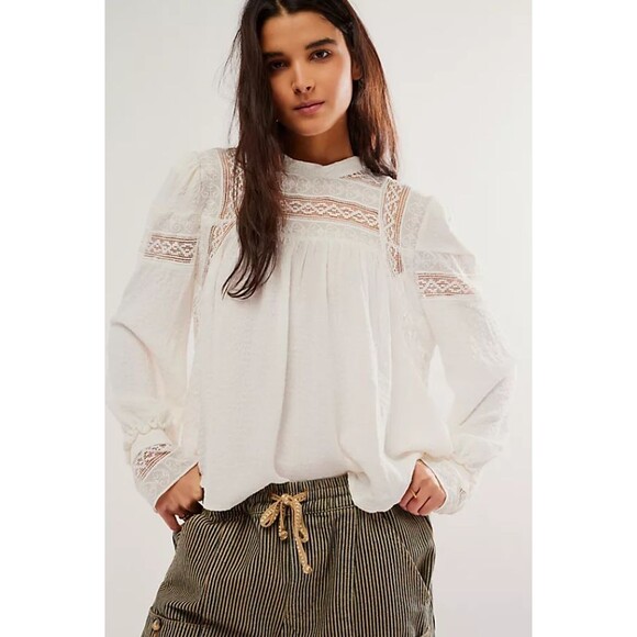 Free People Tops - NWT Free People It Takes Two Peasant Lace Top Size S